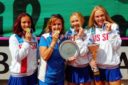 03 August 2016 - Russia's girls celebrate their win in Budapest. Photo: tennisfoto.ne